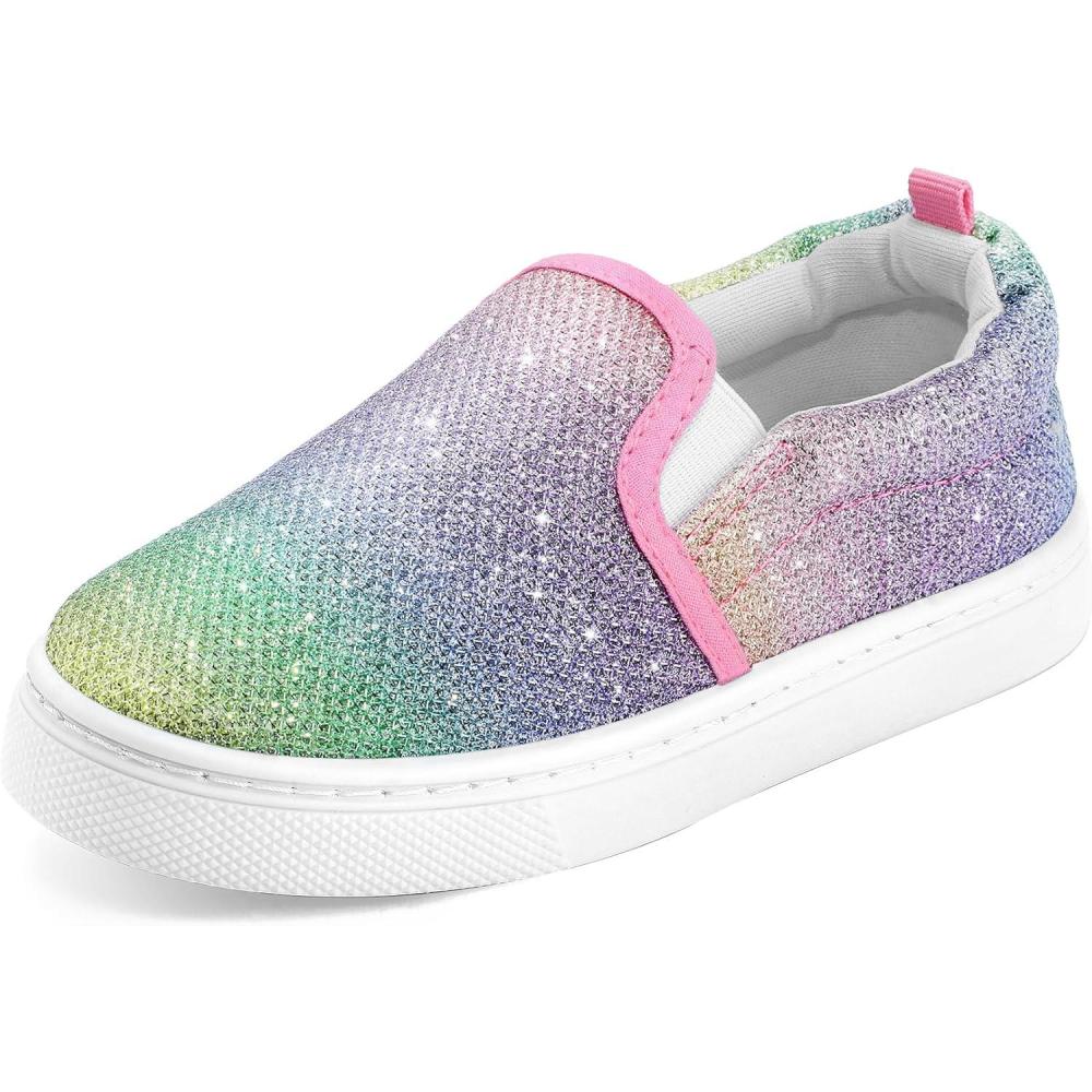 imageK KomForme Toddler Girls Boys Shoes Little Kids Slip on Canvas Sneakers for RunningWalkingGradient Purple