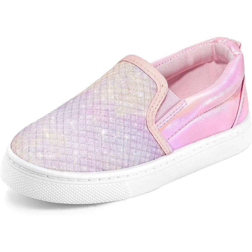 imageK KomForme Toddler Girls Boys Shoes Little Kids Slip on Canvas Sneakers for RunningWalkingPink Glitter