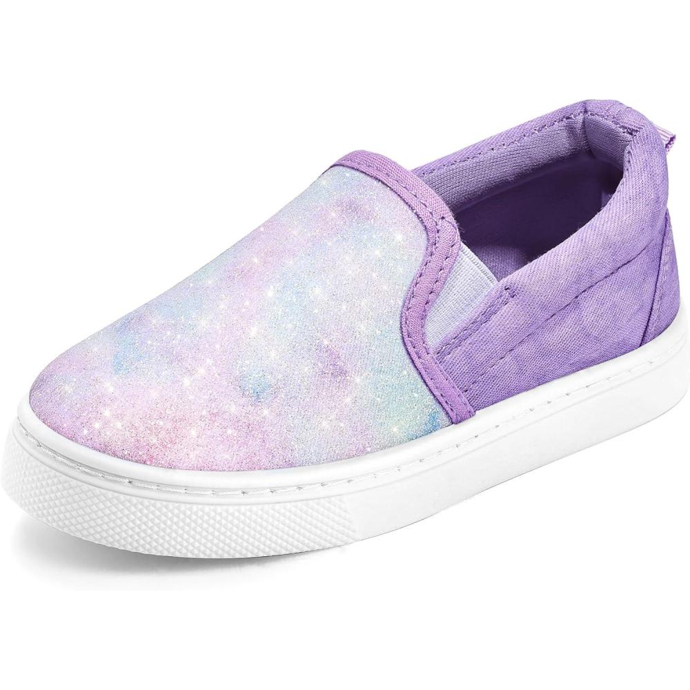 imageK KomForme Toddler Girls Boys Shoes Little Kids Slip on Canvas Sneakers for RunningWalkingPurple Glitter