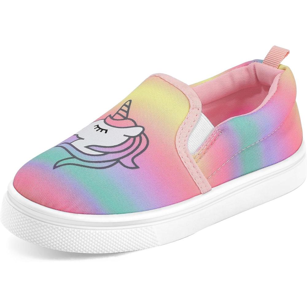 imageK KomForme Toddler Girls Boys Shoes Little Kids Slip on Canvas Sneakers for RunningWalkingRainbow Unicorn