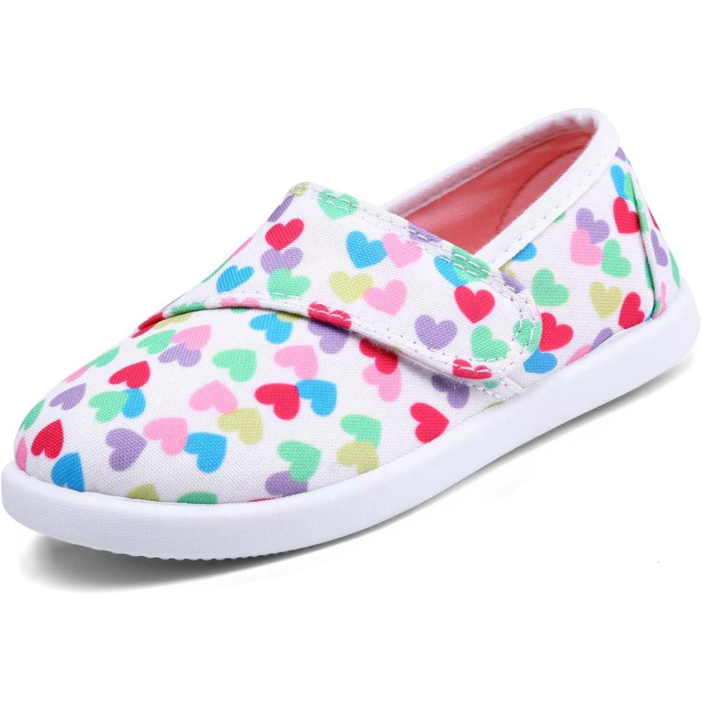 imageK KomForme Toddler Girls Sneakers Slip On Moccasins Casual Shoes for ToddlerLittle KidBig KidWhite Heart