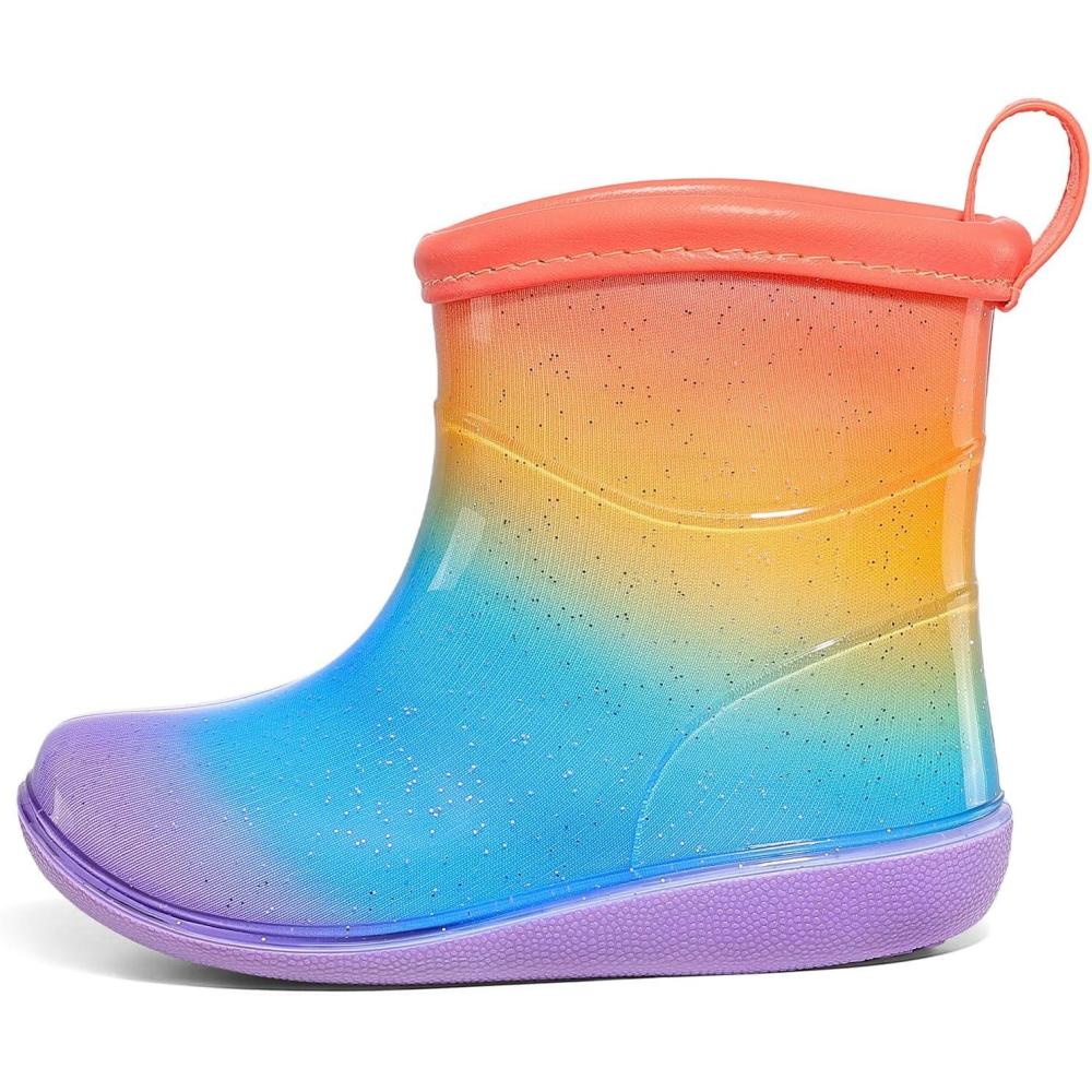 imageK KomForme Toddler Rain Boots Baby Easyon Rain Shoes Lightweight Waterproof for Boys and GirlsRainbow