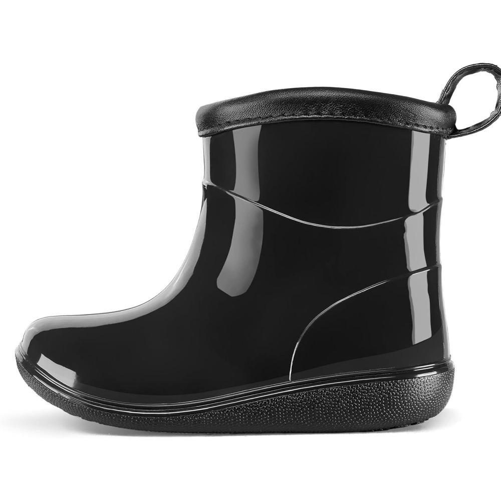 imageK KomForme Toddler Rain Boots Baby Easyon Rain Shoes for Boys and Girls Waterproof Lightweight OutdoorBlack
