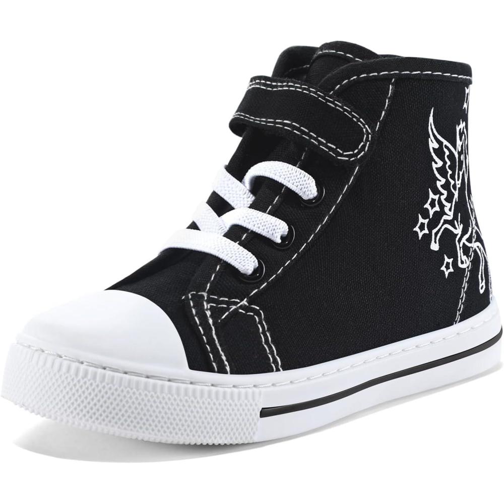imageK KomForme Toddler Sneakers Girls Canvas High Top Walking Shoes with Hook and LoopsAngel Unicorn