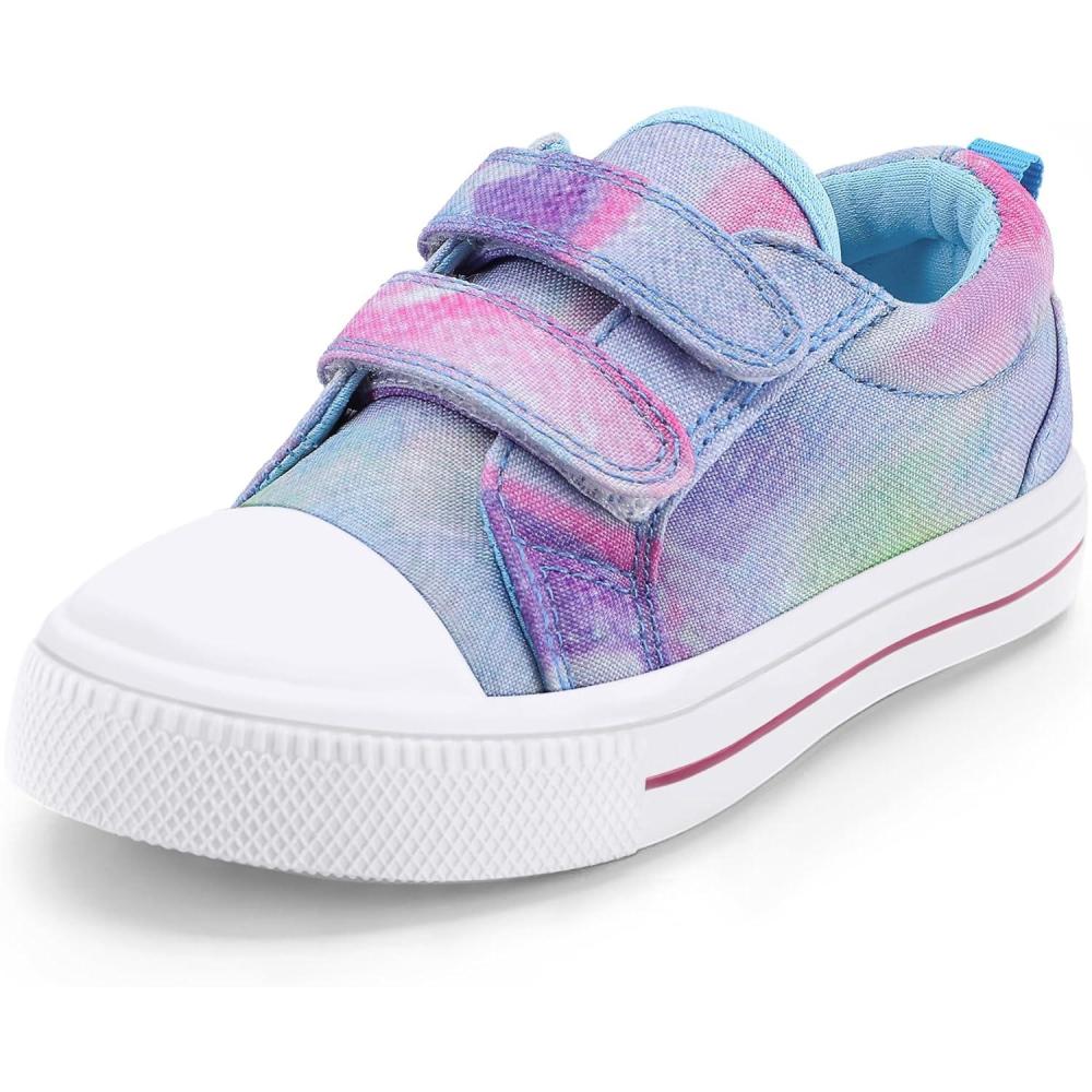 imageK KomForme Toddler Sneakers for Boys and Girls Dual Hook and Loops Sneakers Baby Canvas ShoesBlue Tiedye
