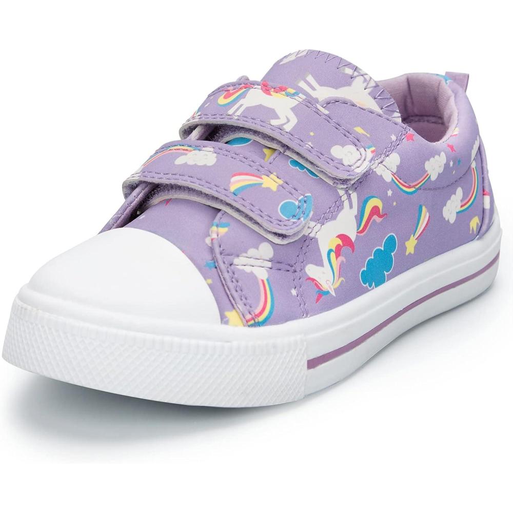 imageK KomForme Toddler Sneakers for Boys and Girls Dual Hook and Loops Sneakers Baby Canvas ShoesPurple Unicorn