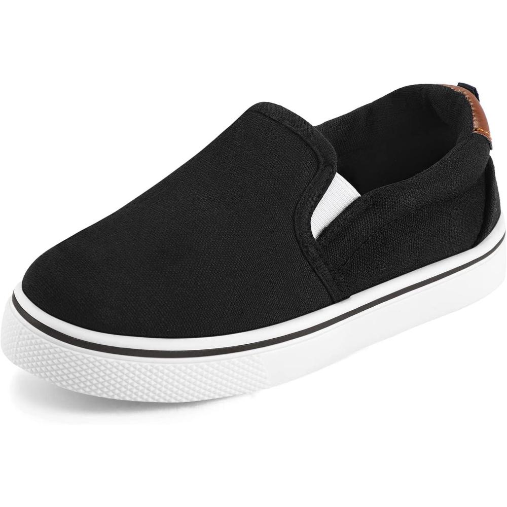 imageK KomForme Toddler Sneakers for Girls Boys Slip On Canvas Walking ShoesBlack