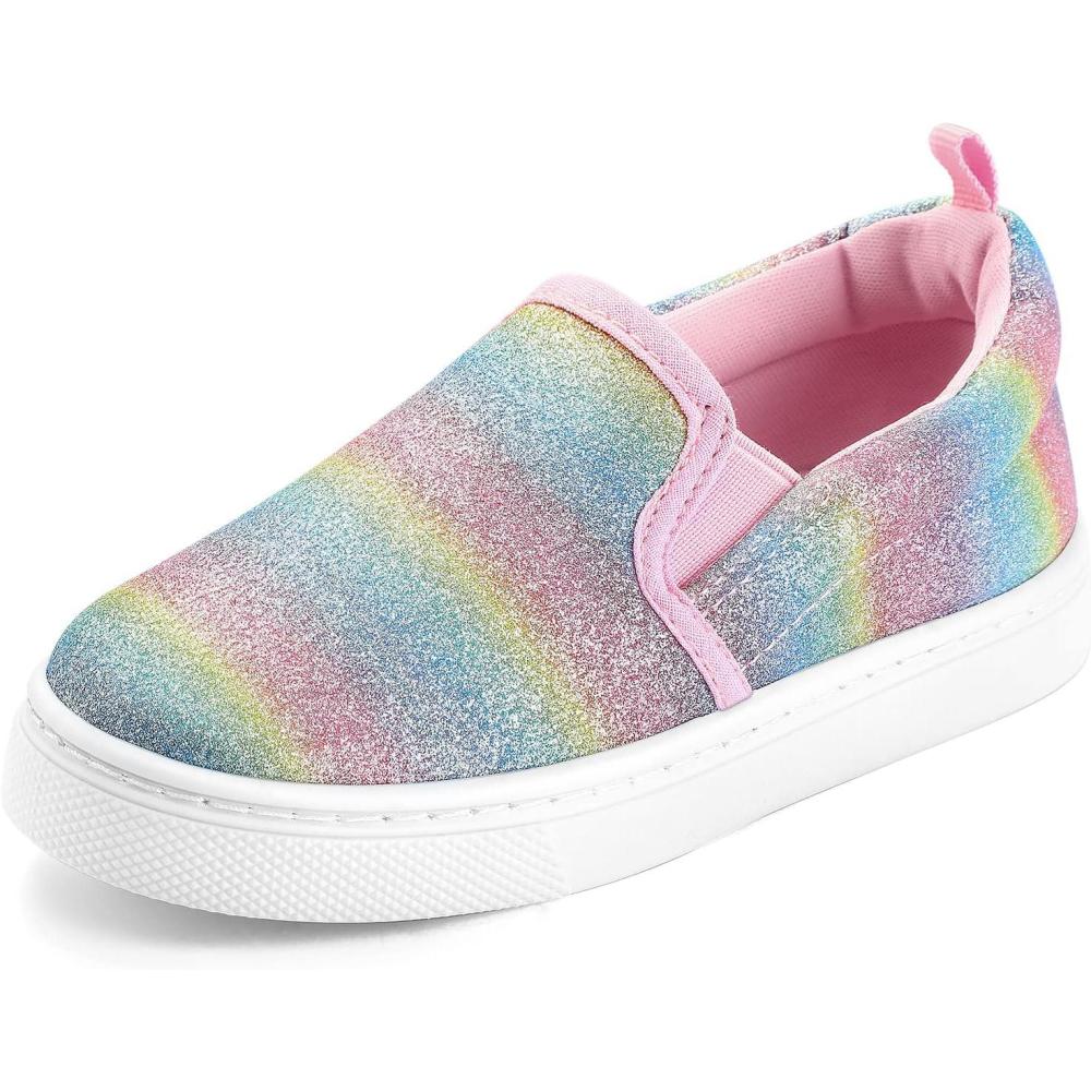 imageK KomForme Toddler Sneakers for Girls Boys Slip On Canvas Walking ShoesColor Glitter