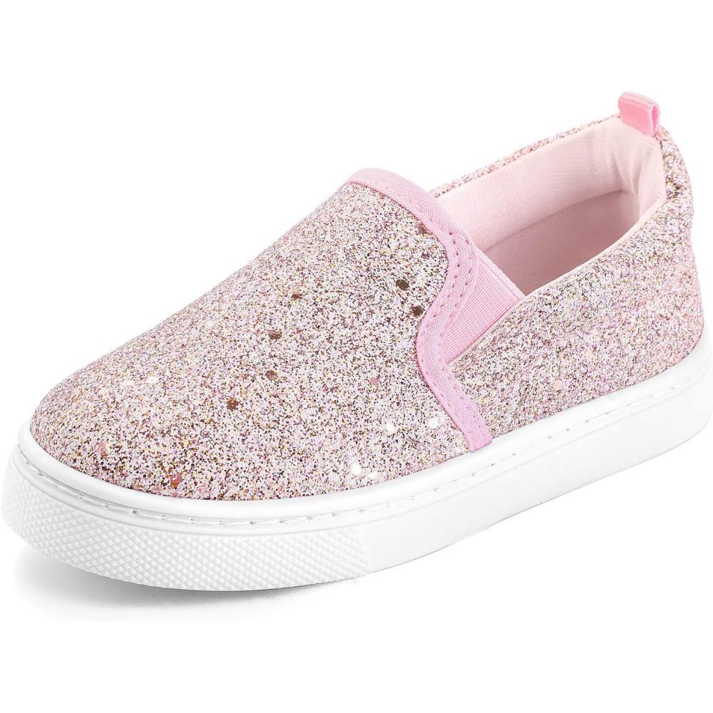 imageK KomForme Toddler Sneakers for Girls Boys Slip On Canvas Walking ShoesPink Glitter