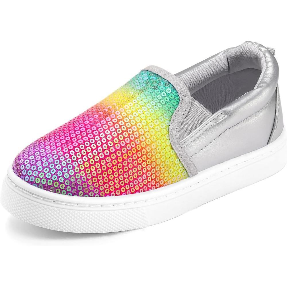 imageK KomForme Toddler Sneakers for Girls Boys Slip On Canvas Walking ShoesRainbow Sequin