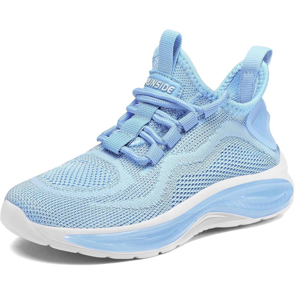 imageRUNSIDE Boys Girls Sneakers Lace up Kids Tennis Shoes for WalkingRunning Lightweight Breathable Gym Shoes Outdoor Little KidBig KidBlue