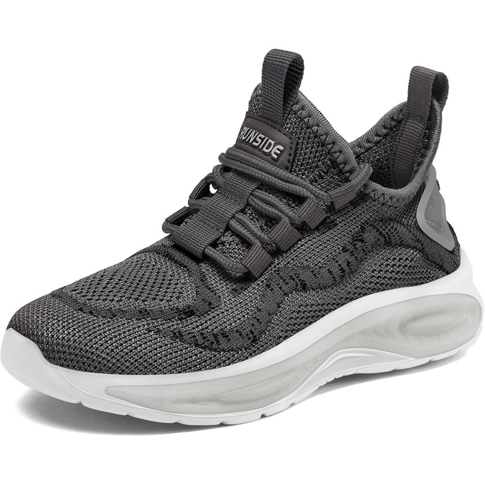 imageRUNSIDE Boys Girls Sneakers Lace up Kids Tennis Shoes for WalkingRunning Lightweight Breathable Gym Shoes Outdoor Little KidBig KidDark Grey