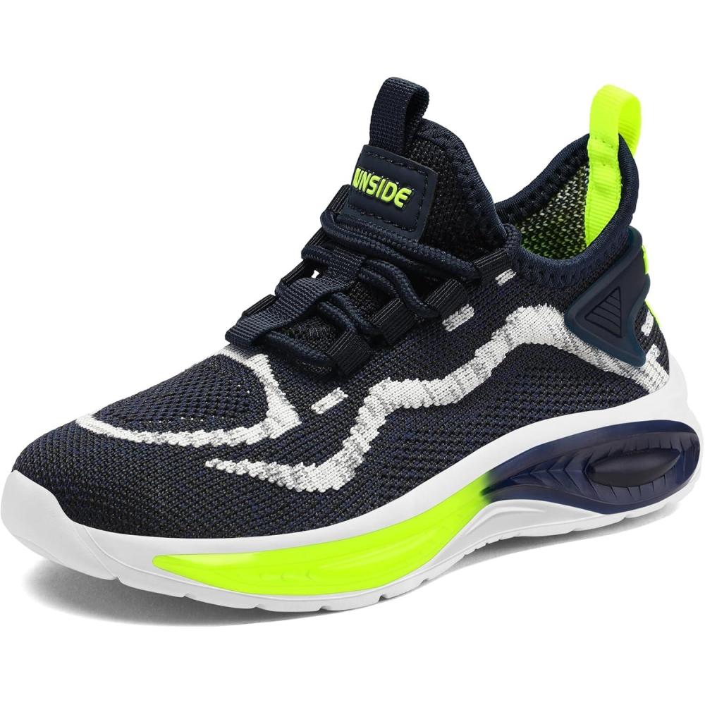 imageRUNSIDE Boys Girls Sneakers Lace up Kids Tennis Shoes for WalkingRunning Lightweight Breathable Gym Shoes Outdoor Little KidBig KidNavy