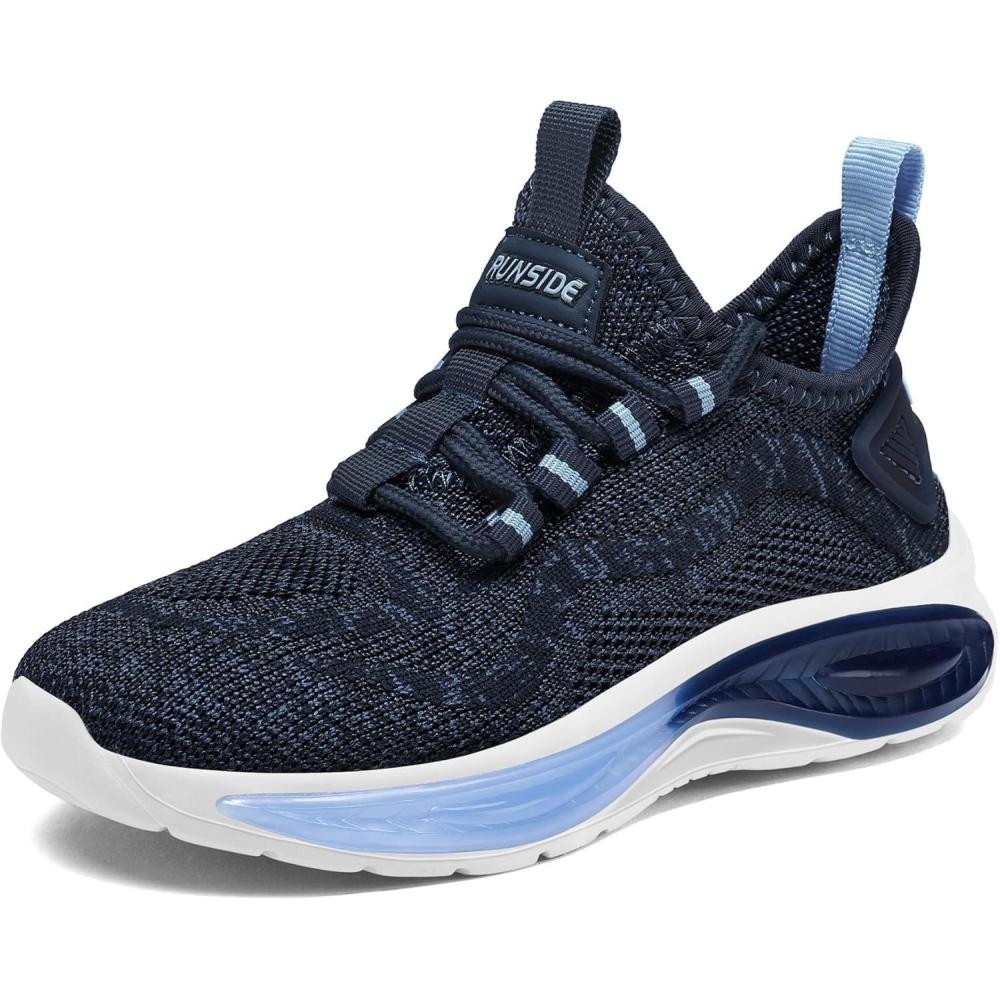 imageRUNSIDE Boys Girls Sneakers Lace up Kids Tennis Shoes for WalkingRunning Lightweight Breathable Gym Shoes Outdoor Little KidBig KidNavy Blue