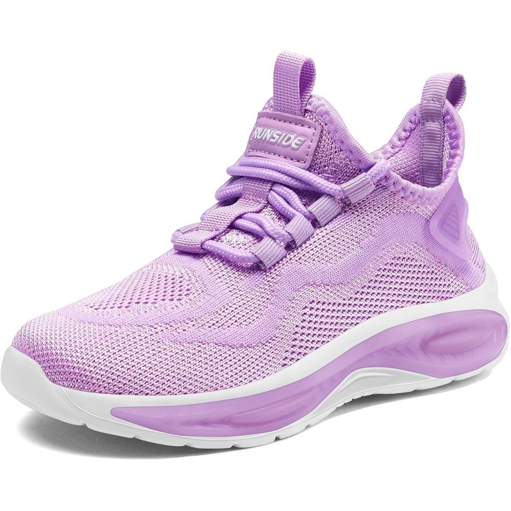imageRUNSIDE Boys Girls Sneakers Lace up Kids Tennis Shoes for WalkingRunning Lightweight Breathable Gym Shoes Outdoor Little KidBig KidPurple