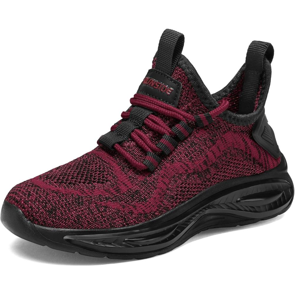 imageRUNSIDE Boys Girls Sneakers Lace up Kids Tennis Shoes for WalkingRunning Lightweight Breathable Gym Shoes Outdoor Little KidBig KidRed