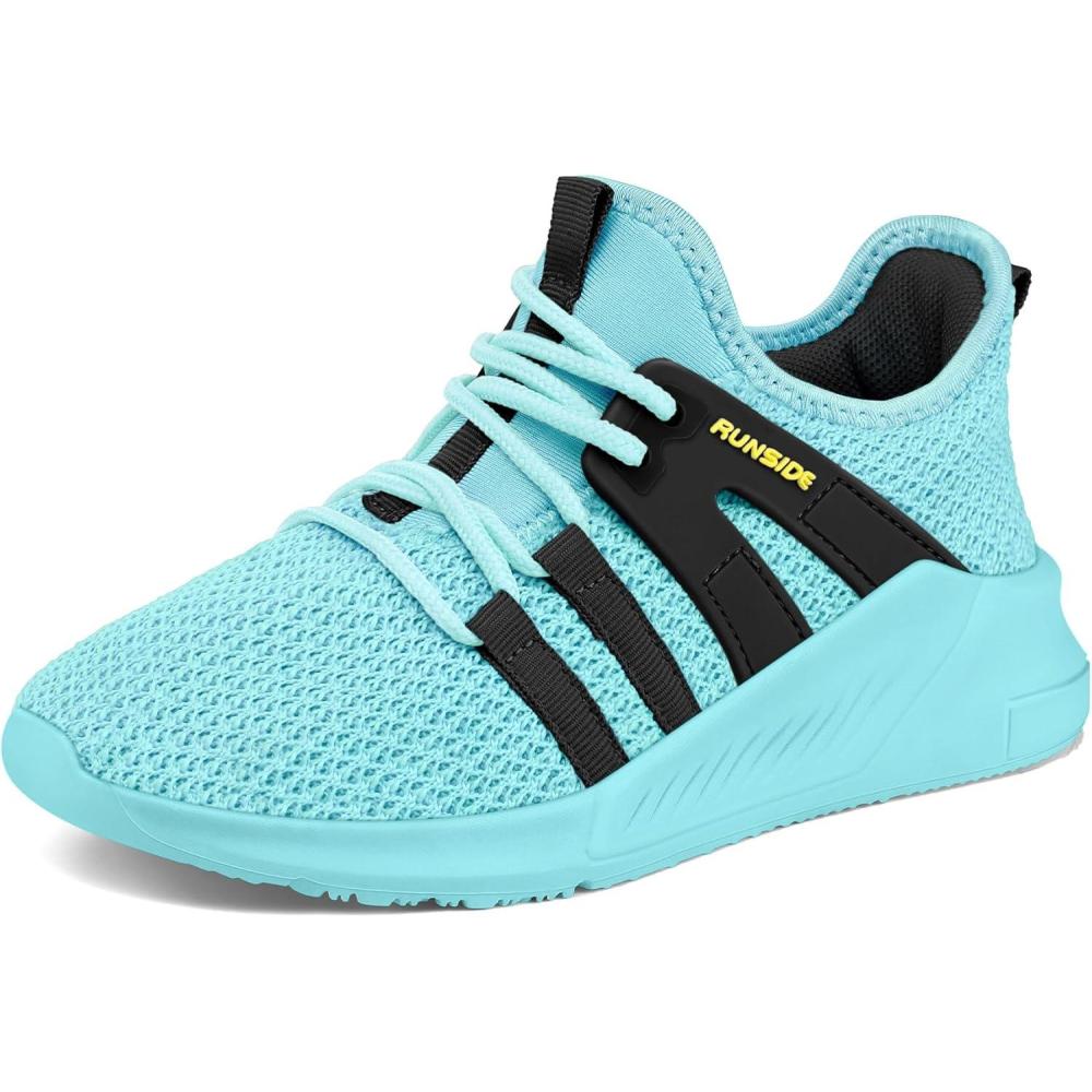 imageRUNSIDE Boys Girls Tennis Shoes Kids Lightweight Breathable Sneakers Laceup Running Athletic Shoes for ToddlerLittle KidBig KidAqua