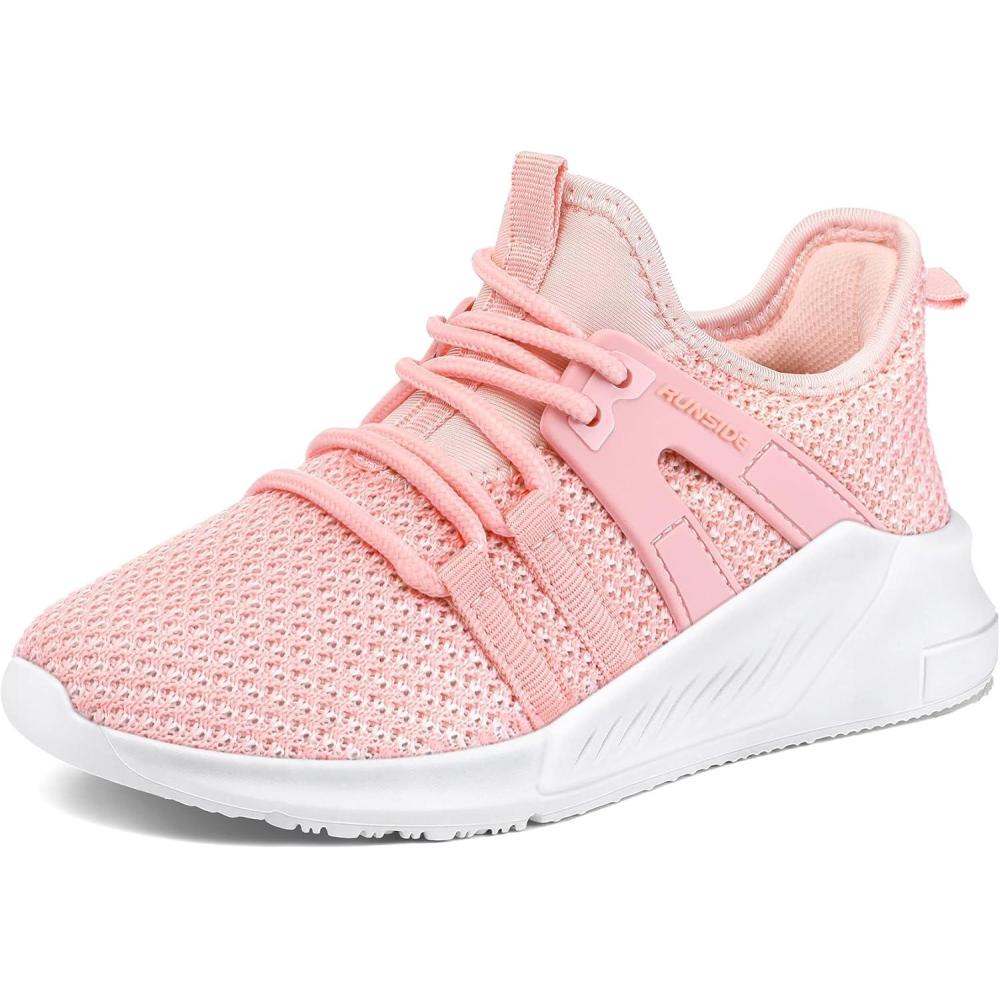 imageRUNSIDE Boys Girls Tennis Shoes Kids Lightweight Breathable Sneakers Laceup Running Athletic Shoes for ToddlerLittle KidBig KidPink