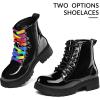 K KomForme Boys Girls Ankle Boots Lace Up Side Zipper Waterproof Combat Shoes Toddler/Little Kid/Big Kid(Black Patent)