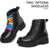 K KomForme Boys Girls Ankle Boots Lace Up Side Zipper Waterproof Combat Shoes Toddler/Little Kid/Big Kid(Black Pu)
