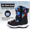K KomForme Boys Girls Snow Boots Waterproof Winter Outdoor Boots(Toddler/Little Kid/Big Kid)(Black/Blue)