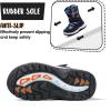 K KomForme Boys Girls Snow Boots Waterproof Winter Outdoor Boots(Toddler/Little Kid/Big Kid)(Black/Blue)