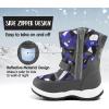 K KomForme Boys Girls Snow Boots Waterproof Winter Outdoor Boots(Toddler/Little Kid/Big Kid)(Blue/Gray)