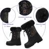 K KomForme Boys & Girls Snow Boots Insulated Fur Lined Warm Anti-Slip Waterproof Winter Boot (Toddler/Little Kid/Big Kid)(Black Glitter)