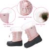 K KomForme Boys & Girls Snow Boots Insulated Fur Lined Warm Anti-Slip Waterproof Winter Boot (Toddler/Little Kid/Big Kid)(Pink Brilliant)