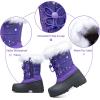 K KomForme Boys & Girls Snow Boots Insulated Fur Lined Warm Anti-Slip Waterproof Winter Boot (Toddler/Little Kid/Big Kid)(Purple)
