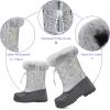 K KomForme Boys & Girls Snow Boots Insulated Fur Lined Warm Anti-Slip Waterproof Winter Boot (Toddler/Little Kid/Big Kid)(Silver)