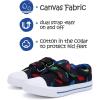 K KomForme Canvas Toddler Sneakers Baby Boys and Girls Shoes with Adjustable Hook and Loop(Aa-black Dinosaur)