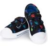 K KomForme Canvas Toddler Sneakers Baby Boys and Girls Shoes with Adjustable Hook and Loop(Aa-black Dinosaur)