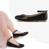 K KomForme Girl’s Ballerina Flat Ankle Strap Dress Ballet Flat Shoes（Toddler/Little Kid/Big Kid）(Black Pu)