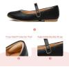 K KomForme Girl’s Ballerina Flat Ankle Strap Dress Ballet Flat Shoes（Toddler/Little Kid/Big Kid）(Black-hook and Loop)
