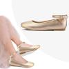 K KomForme Girl’s Ballerina Flat Ankle Strap Dress Ballet Flat Shoes（Toddler/Little Kid/Big Kid）(Golden Pu)