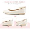K KomForme Girl’s Ballerina Flat Ankle Strap Dress Ballet Flat Shoes（Toddler/Little Kid/Big Kid）(Ivory White)