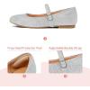 K KomForme Girl’s Ballerina Flat Ankle Strap Dress Ballet Flat Shoes（Toddler/Little Kid/Big Kid）(Silver-hook and Loop)