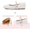 K KomForme Girl’s Ballerina Flat Ankle Strap Dress Ballet Flat Shoes（Toddler/Little Kid/Big Kid）(White-hook and Loop)