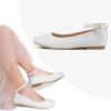 K KomForme Girl’s Ballerina Flat Ankle Strap Dress Ballet Flat Shoes（Toddler/Little Kid/Big Kid）(White-pu)