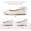 K KomForme Girl’s Ballerina Flat Ankle Strap Dress Ballet Flat Shoes（Toddler/Little Kid/Big Kid）(White-pu)