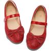 K KomForme Girl’s Ballet Flats Non-Slip Soft Mary Jane Walking Party Dress Shoes for Toddler/Little Kid/Big Kid(Red Glitter)