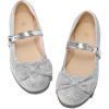 K KomForme Girl’s Ballet Flats Non-Slip Soft Mary Jane Walking Party Dress Shoes for Toddler/Little Kid/Big Kid(Silver Glitter)