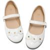 K KomForme Girl’s Ballet Flats Non-Slip Soft Mary Jane Walking Party Dress Shoes for Toddler/Little Kid/Big Kid(White Flower)