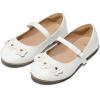 K KomForme Girl’s Ballet Flats Non-Slip Soft Mary Jane Walking Party Dress Shoes for Toddler/Little Kid/Big Kid(White Flower)