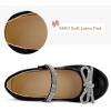 K KomForme Girl’s Bow Mary Jane Dress Shoes Ballet Princess Flats with Rhinestone Strap for Party Wedding School, Toddler/Little Kid/Big Kid(Black)