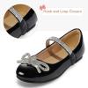 K KomForme Girl’s Bow Mary Jane Dress Shoes Ballet Princess Flats with Rhinestone Strap for Party Wedding School, Toddler/Little Kid/Big Kid(Black)