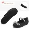 K KomForme Girl’s Bow Mary Jane Dress Shoes Ballet Princess Flats with Rhinestone Strap for Party Wedding School, Toddler/Little Kid/Big Kid(Black Glitter)
