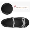 K KomForme Girl’s Bow Mary Jane Dress Shoes Ballet Princess Flats with Rhinestone Strap for Party Wedding School, Toddler/Little Kid/Big Kid(Black Glitter)