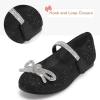 K KomForme Girl’s Bow Mary Jane Dress Shoes Ballet Princess Flats with Rhinestone Strap for Party Wedding School, Toddler/Little Kid/Big Kid(Black Glitter)